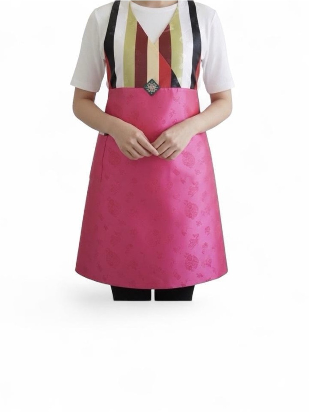 NWOT SILK Pink Colorful Striped Apron